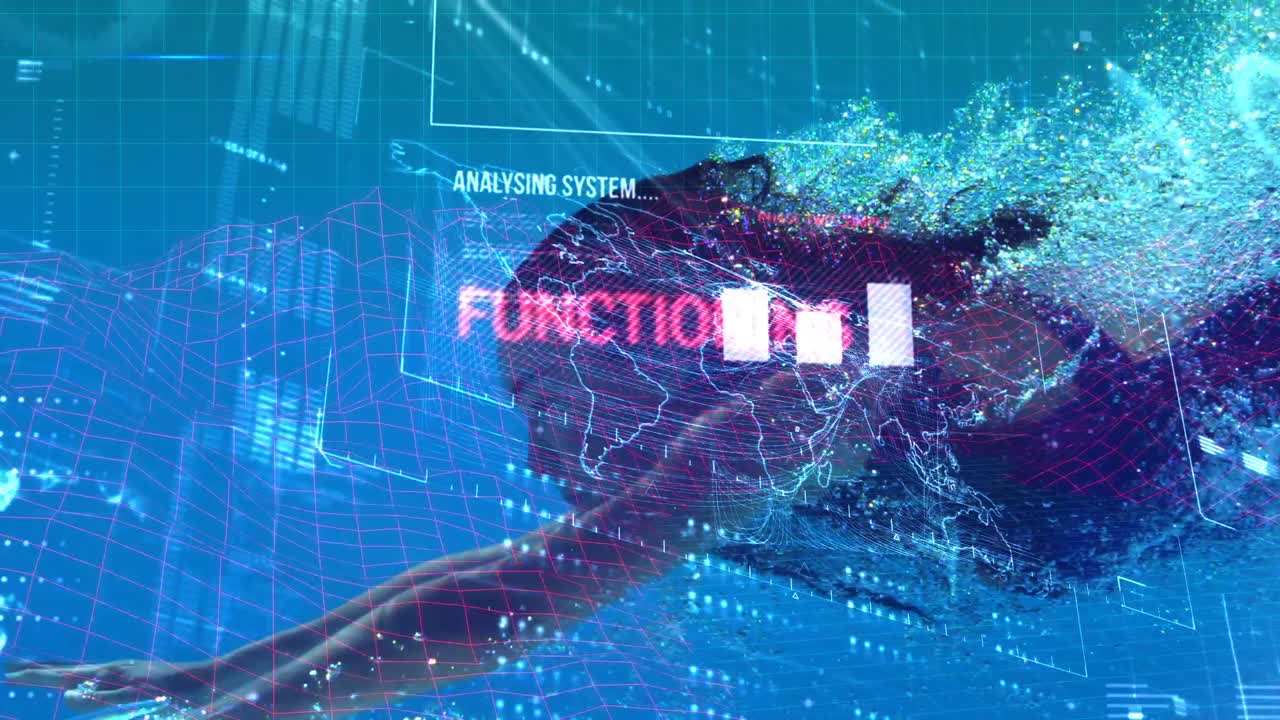 여성 다이빙과 함께 디지털 코드