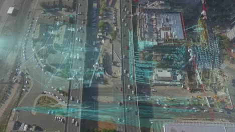 animación de la información y el procesamiento de datos sobre el paisaje urbano aéreo