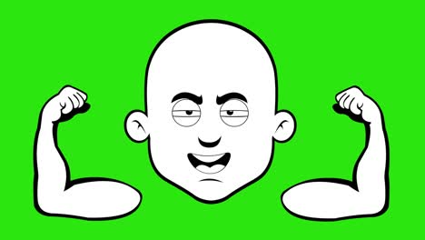 animation loop bald man cartoon biceps black and white