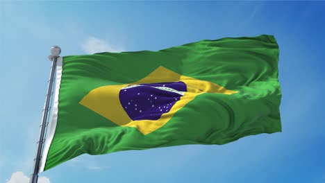 brazil flag loop. realistic 4k. 30 fps flag of the brazil. brazilian flag waving in the wind. seamless loop with highly detailed fabric texture.