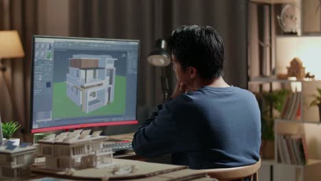 architect working on 3d house design
