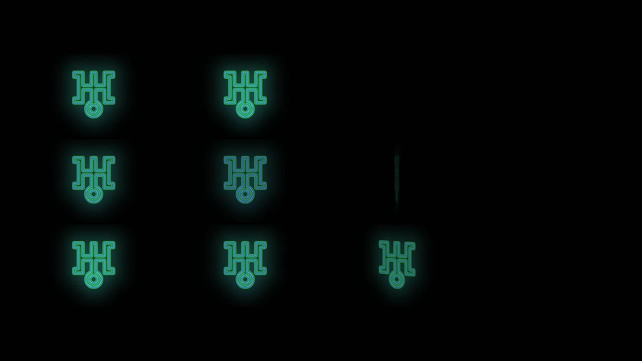 Blue Japan symbol pattern with neon light