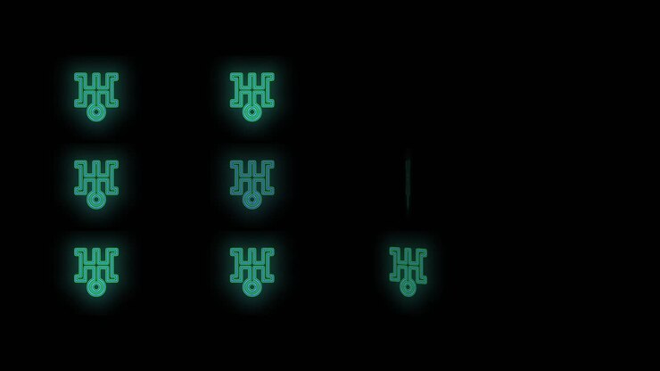Blue Japan symbol pattern with neon light