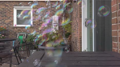 hundreds of bubbles from the perspective of the bubble machine