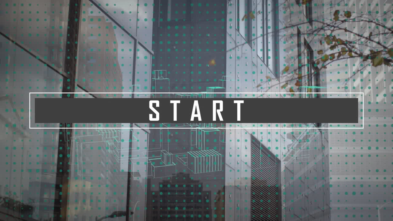 animación de la ciudad del metaverso y comenzar con edificios modernos.