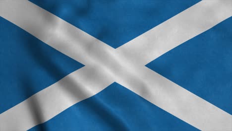 scotland flag waving in the wind. seamless loop with highly detailed fabric texture