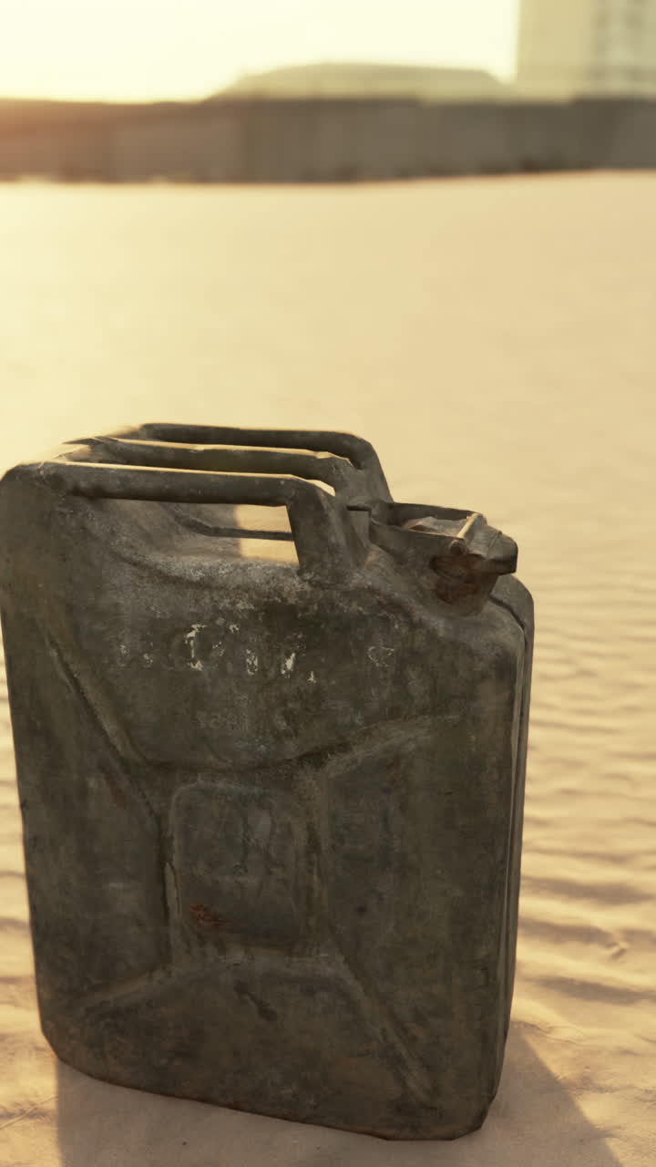 un recipiente oxidado en el desierto