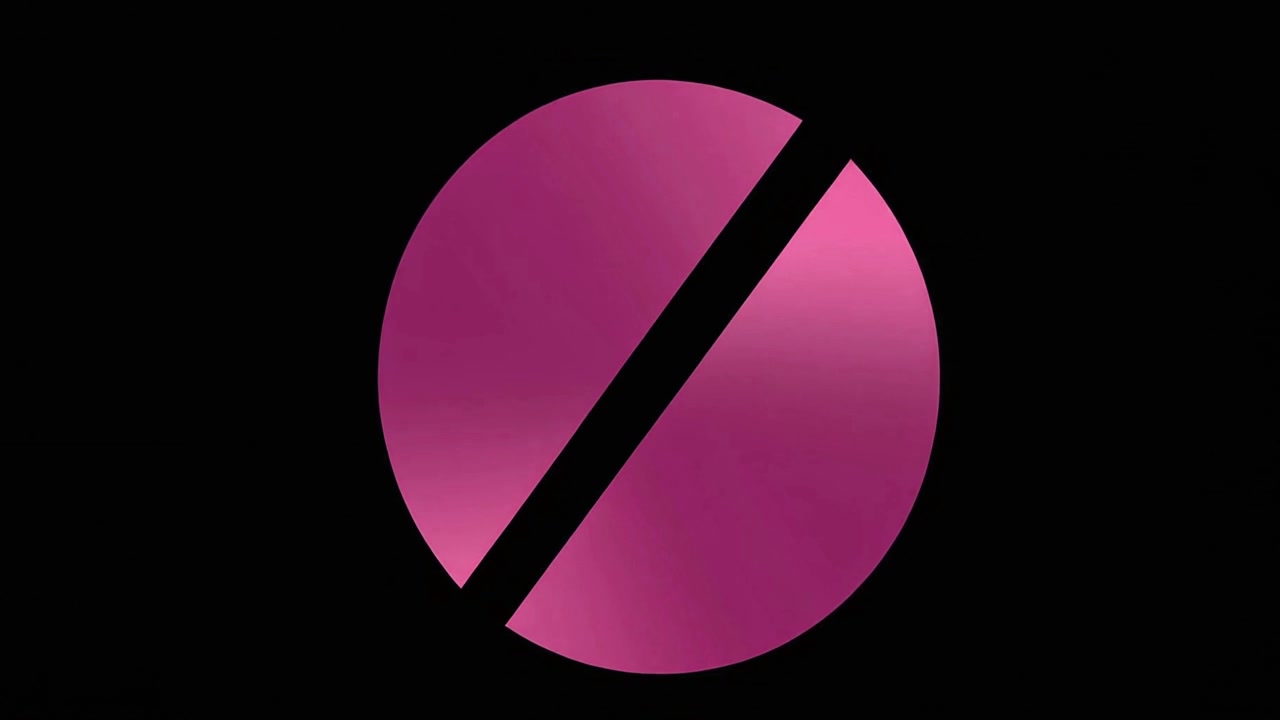 Abstract Pink Circle Morphing into a Sliced Shape on Black Background