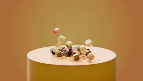 Abstract Composition of Falling Cylindrical Objects on a Round Surface