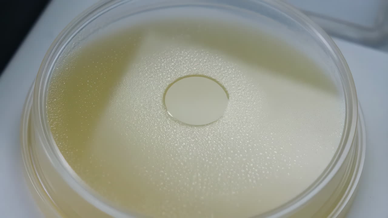 Close-up of Condensation on a Clear Container with Yellow Liquid