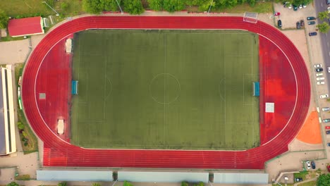 Aerial-view-of-empty-soccer-field-in-Europe