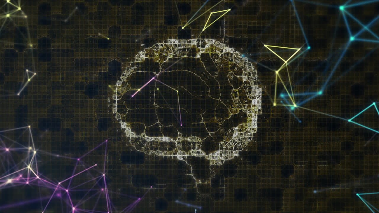 Animation of network of connections over human brain