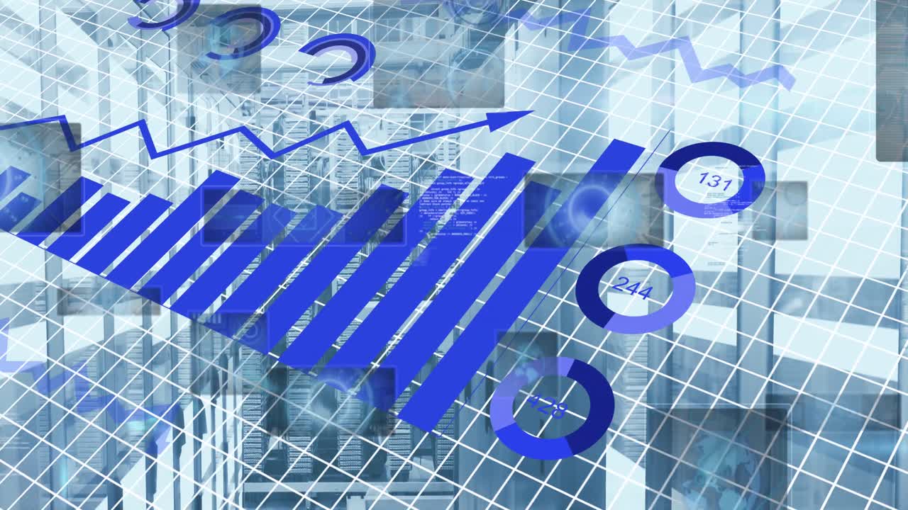 컴퓨터 서버를 통해 금융 데이터 처리의 애니메이션