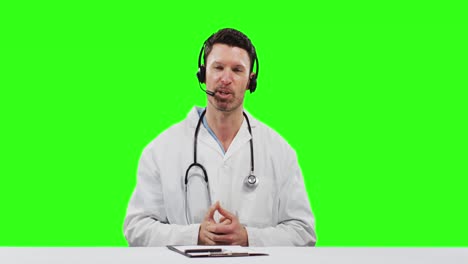 Caucasian-male-doctor-on-green-screen-background