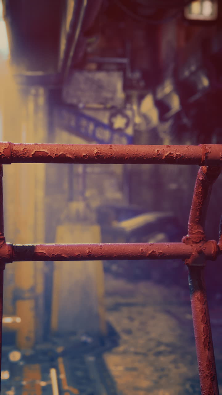 un sistema de tuberías metálicas oxidadas en una zona industrial abandonada