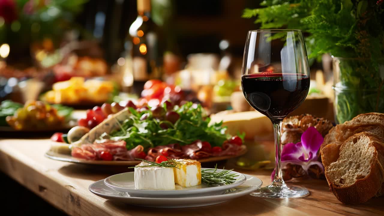 Elegant Wine and Cheese Still Life