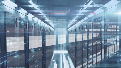 animation of data with computer processors in background