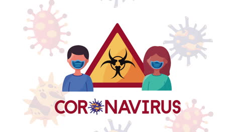 coronavirus awareness poster with people wearing masks