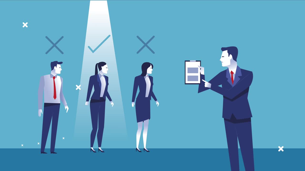 우아한 사업가, 인적 자원을 가진 직원