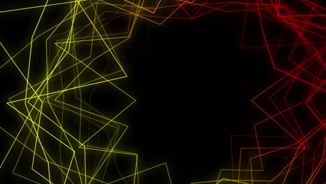 abstracto tecnología de plexo rojo amarillo fondo de red futurista. polígonos de conexión y concepto de web. fondo de red digital, de comunicación y tecnología. animación de bucle 3d, vj, 4k