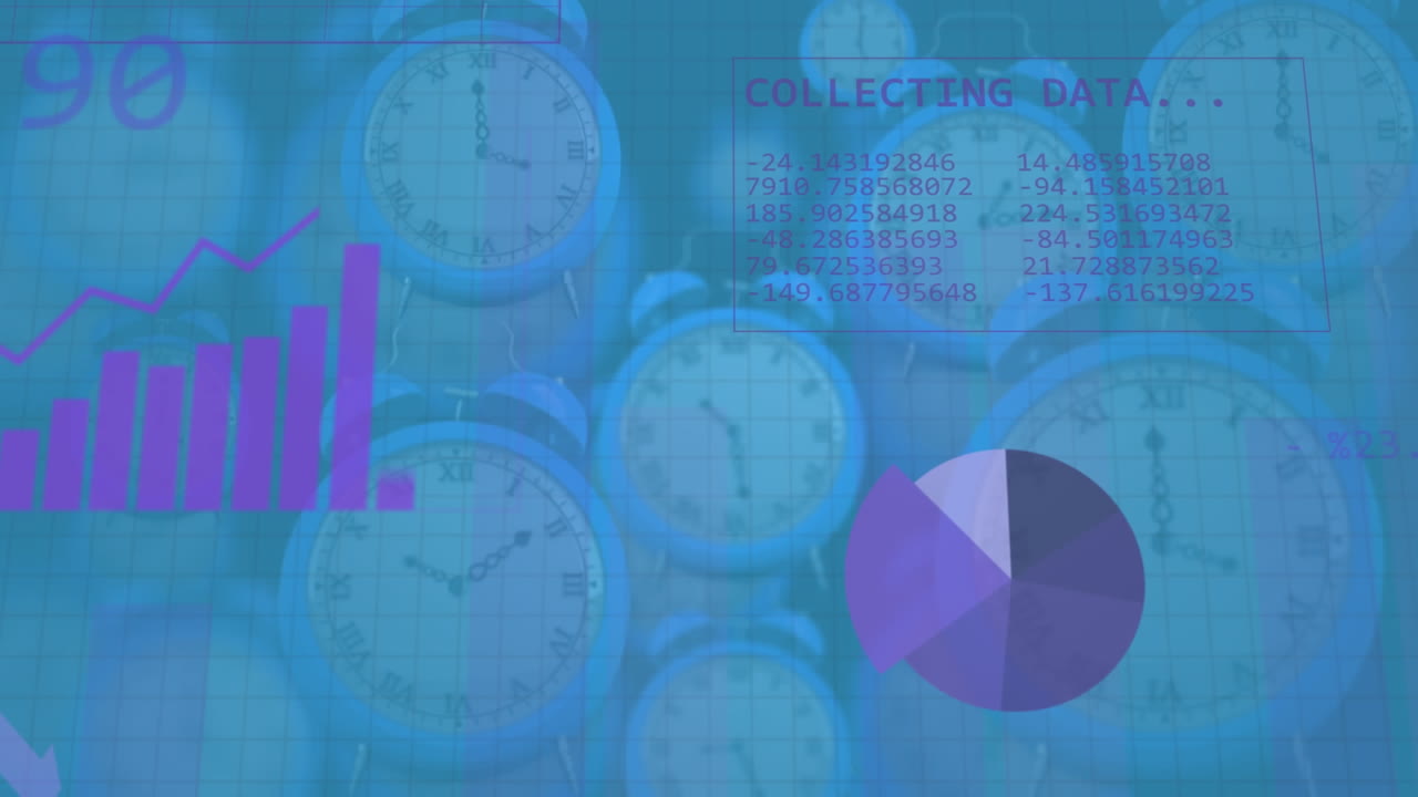 animación de estadísticas y procesamiento de datos sobre relojes