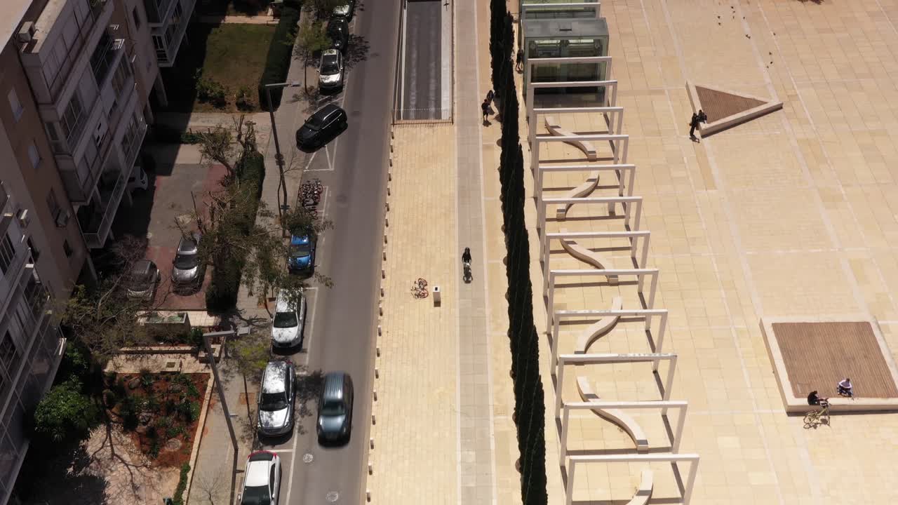 Urban Park with Modern Sculptures