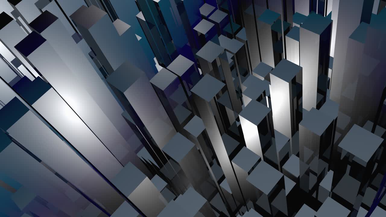 Background in the style of abstract modern technological world. Simple figures in the form of a cube move in a loop.