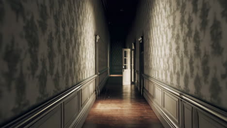 antique hallway with glass doors