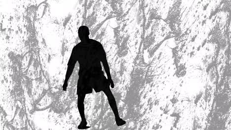 Animation-of-silhouette-of-male-football-player-over-shapes-on-grey-background