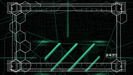 animación del procesamiento de datos sobre un fondo negro