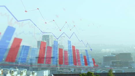 Animación-Del-Procesamiento-De-Datos-Financieros-Sobre-El-Paisaje-Urbano