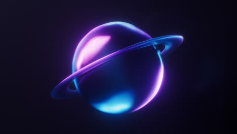 planet mit dunklem neonlicht-effekt, 3d-rendering.