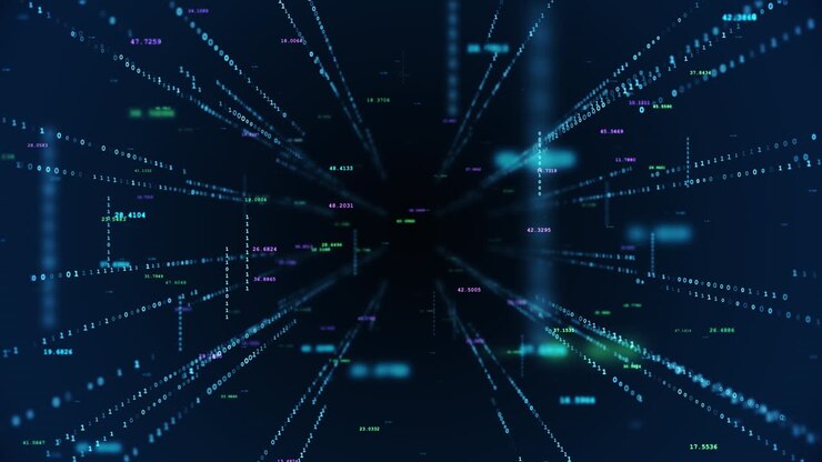 Abstract technology big data background loop motion of digital data flow big data block chain server
