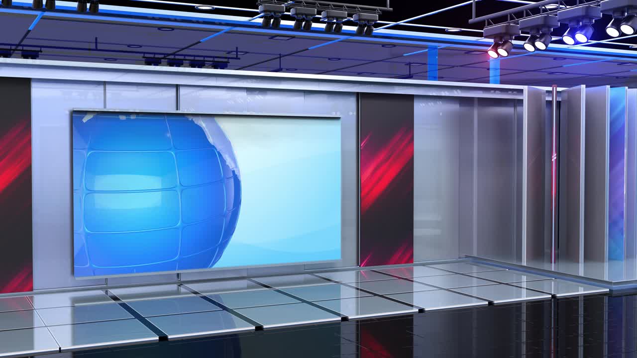 fondo de estudio de noticias virtuales en 3d, bucle