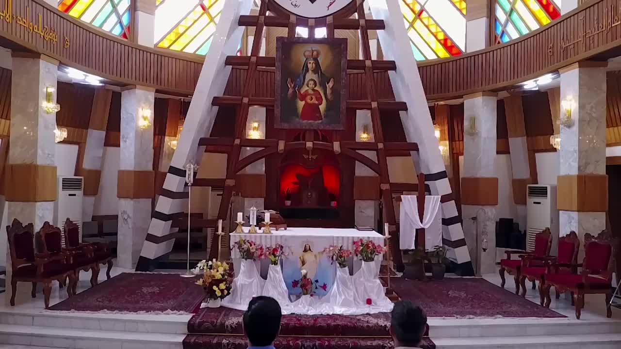 aerial footage of  Church in Baghdad, iraq