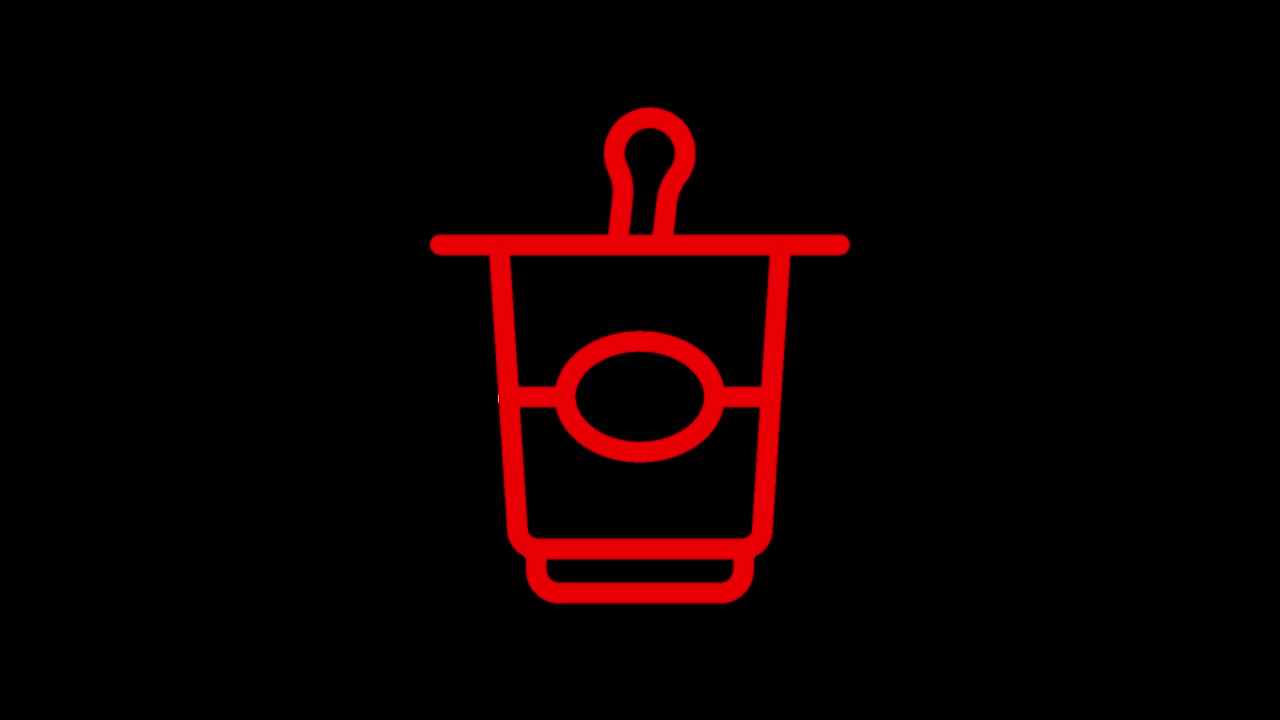 Animated Red Line Icon of Yogurt Cup with Spoon