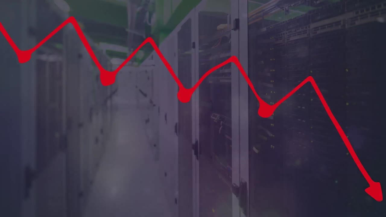 animación de gráficos y puntos de luz sobre la sala del servidor