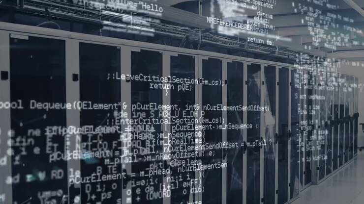 Animation af databehandling og forbindelser over servere