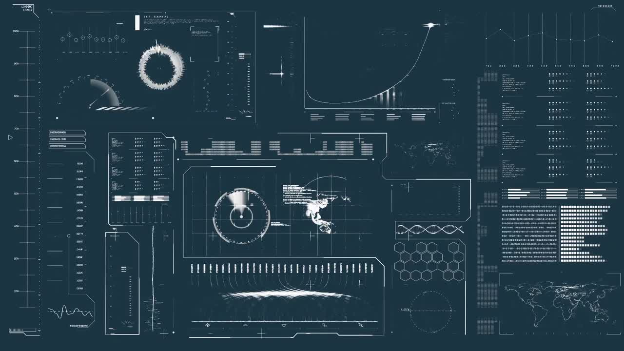Animation of data processing and scanning on screen