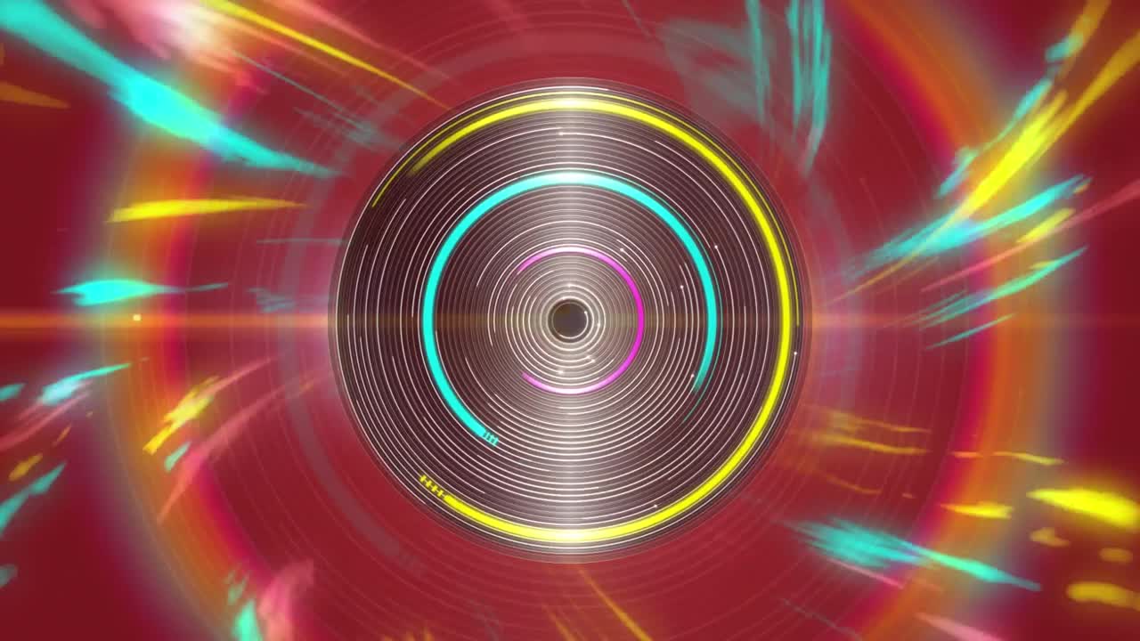 ⁇ 은색과 노란색으로 빛나는 박동하는 광선의 애니메이션이 끊임없는 루프로 움직입니다.