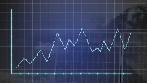 fluctuating line graph animation over grid background with subtle world map