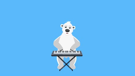 cartoon polar bear flat character play synthesizer animation with matte