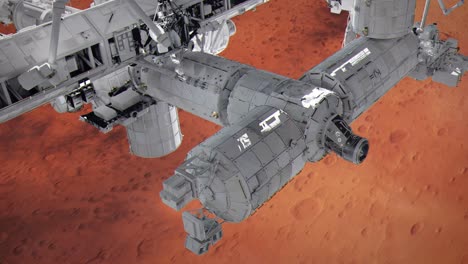estación espacial orbitando marte, el planeta rojo