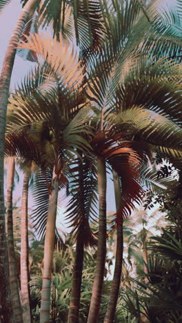 tropical palms and plants at sunny day