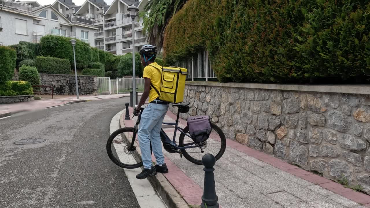 Food delivery cyclist on a street