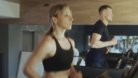 woman training on gym treadmill