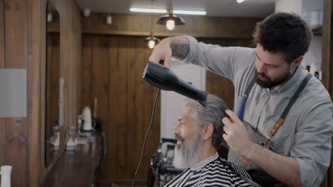 barber drying hair