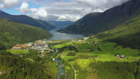 aerial footage beautiful nature norway natural landscape lodal valley.