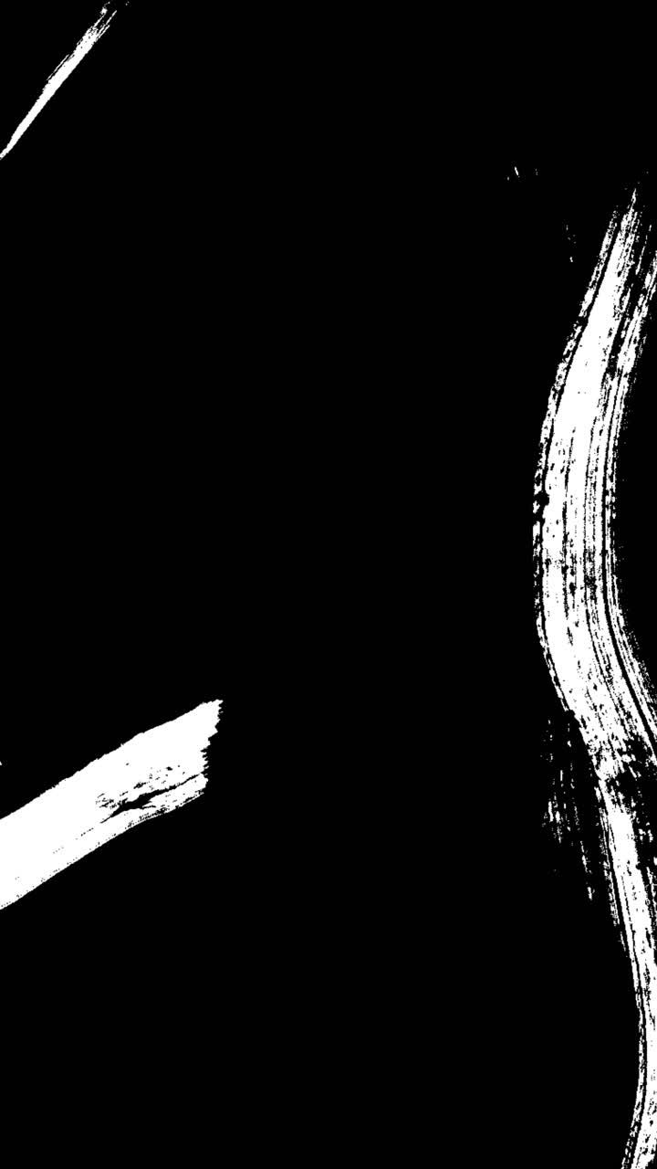Abstract White Paint Brush Strokes Transition on Black Background