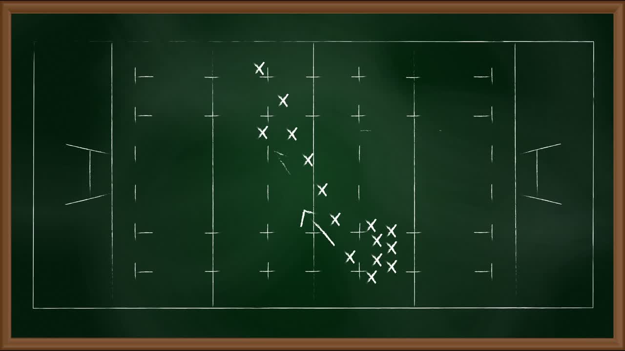 Animation of game plan and sports field on board